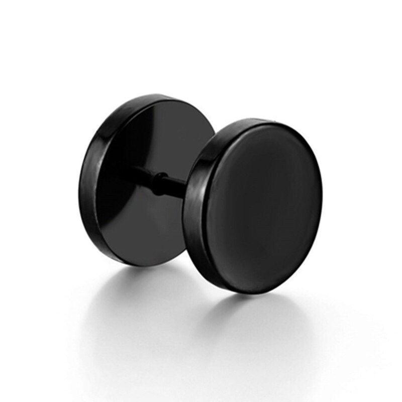 1 đôi - khuyên tai hạt đen 6mm thép titan
