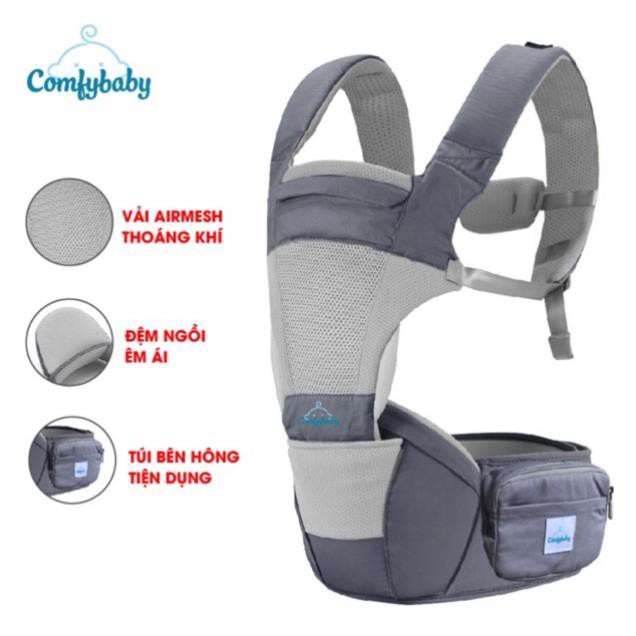 Địu ngồi trẻ em cao cấp siêu mềm 4 tư thế công nghệ Air Mesh thoáng khí - Comfybaby CF818 địu ngồi chữ M