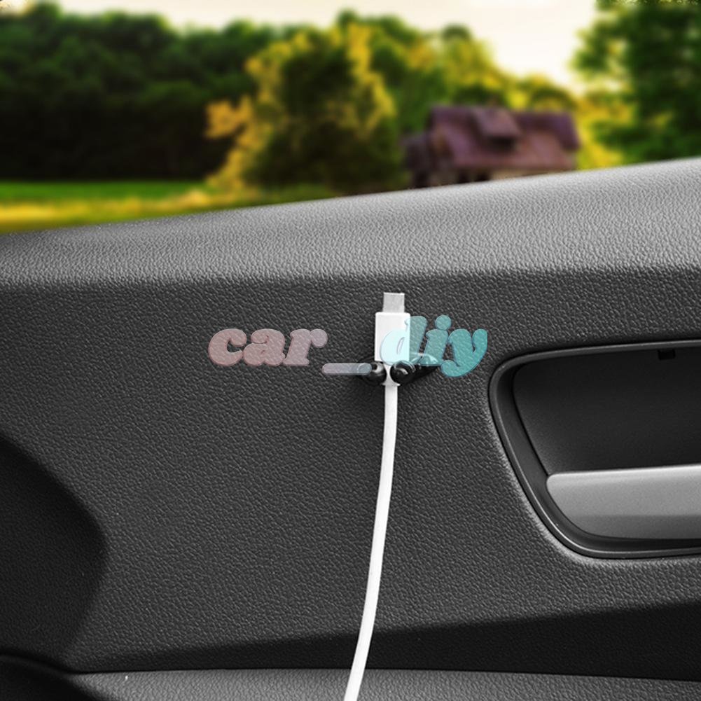 Set 1 / 8 Kẹp Cố Định Dây Cáp Sạc / Tai Nghe Đa Năng Màu Đen Dành Cho Ô Tô