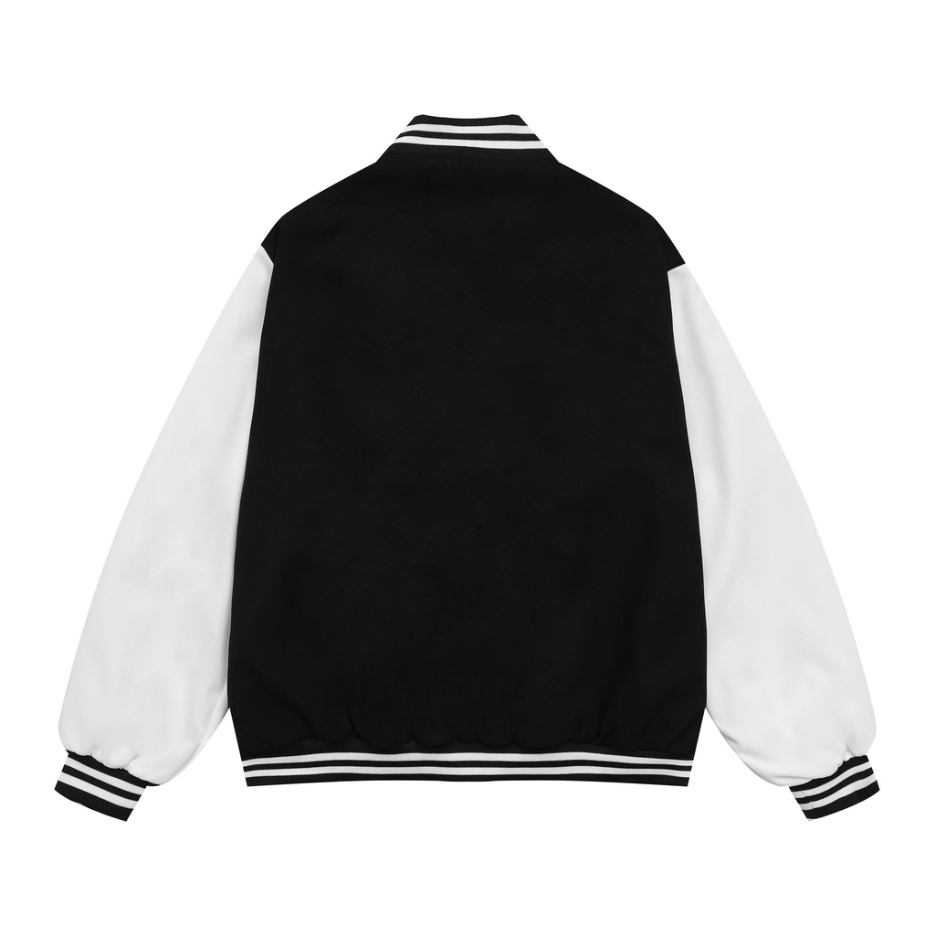 Áo Khoác Nhung Tăm Unisex Jacket Varsity Graffiti King Brand màu Đen V3