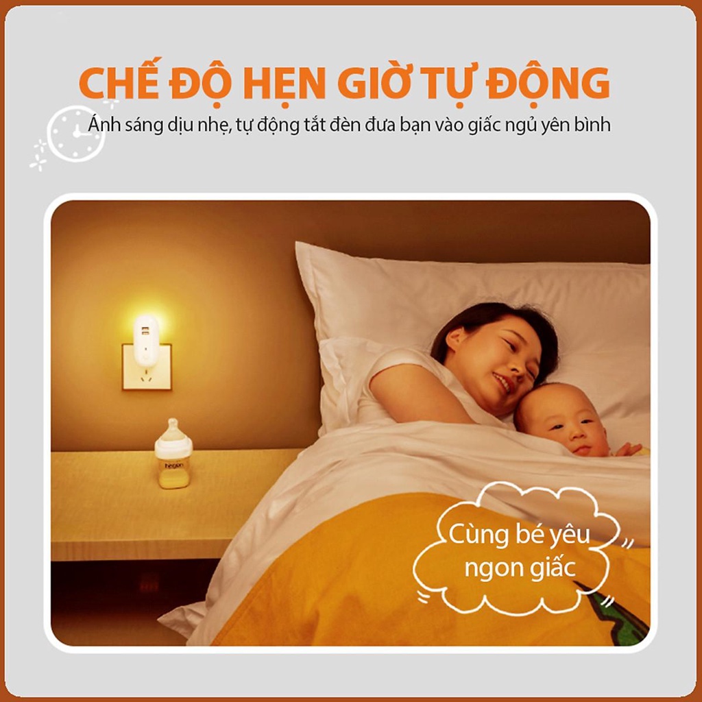 Đèn ngủ Oval cắm điện 10 cấp độ sáng có remote - đèn ngủ thông minh - hẹn giờ - 2 cổng USB sạc nhanh mới 2021
