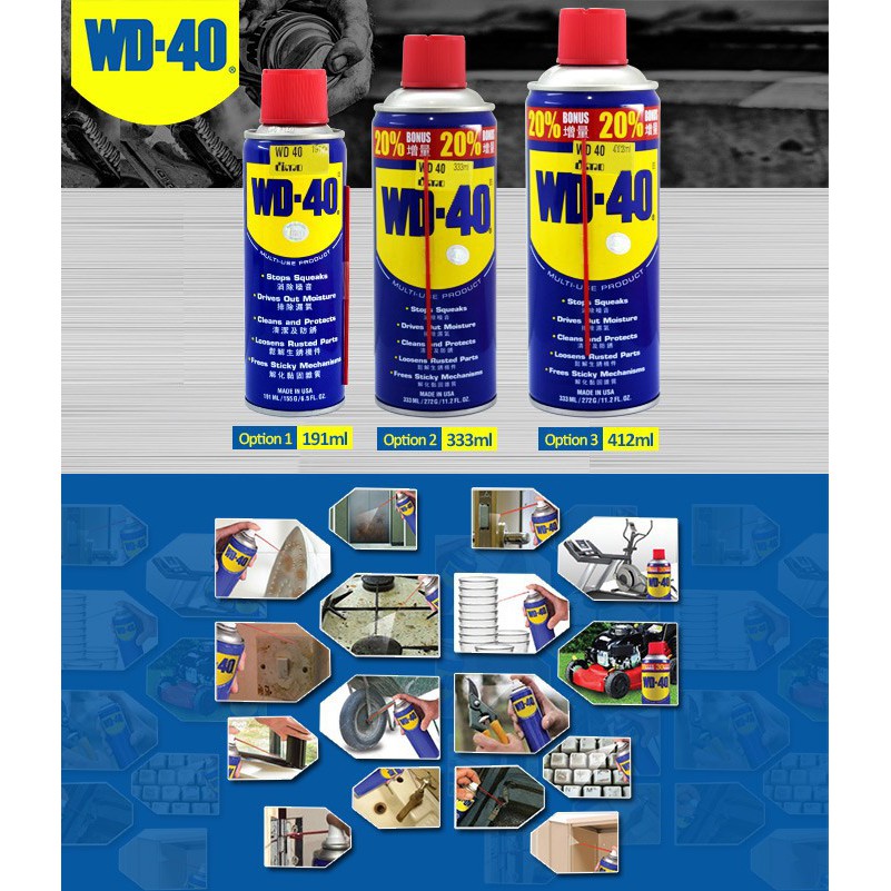 [ ƯU ĐÃI ] Chai xịt Bôi trơn Làm sạch Thẩm thấu Chống ẩm WD-40 Multi-Use Product 412ML giúp bảo quản đồ dùng