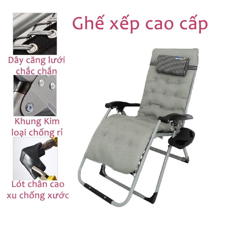 Ghế xếp thư giãn Nhật Bản - NÂNG GẬP TỰ ĐỘNG - Ghế xếp thư giãn - Lưới thoáng khí - Nâng đỡ cột sống