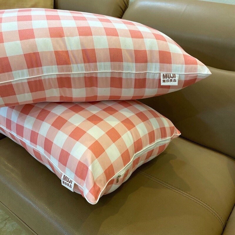 1 Đôi Ruột gối Muji kẻ cao cấp 48cm x 74cm