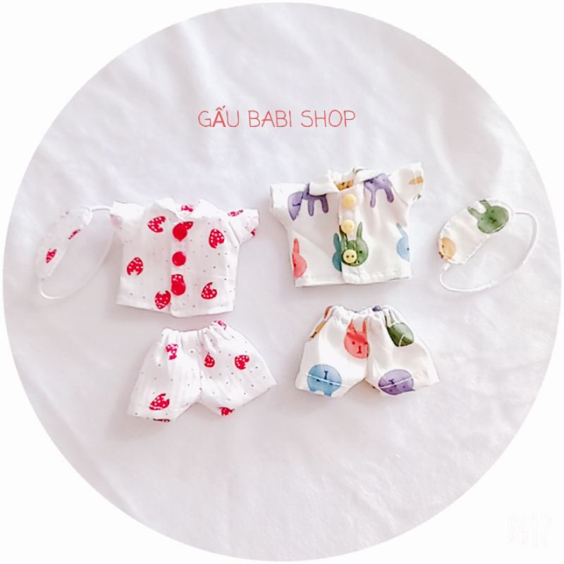 Set đồ ngủ kèm bịt mắt cho búp bê size 1/8, 1/6 bjd, baboliy, ob11, ddf, babies,xinji, blythe, animator
