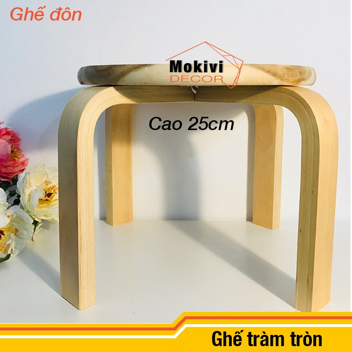 Ghế gỗ tràm ngồi mang giày tiết kiệm thời gian - ghế đôn cafe bệt