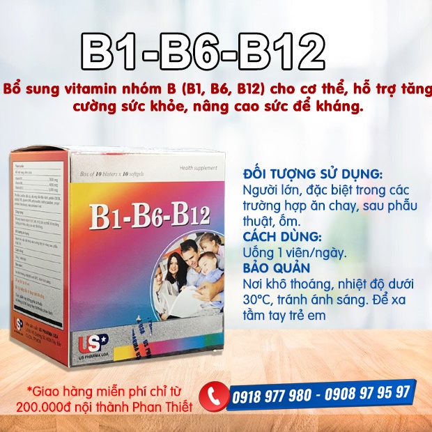 Vitamin B1-B6-B12, hỗ trợ tăng cường sức khỏe,nâng cao sức đề kháng,đặc biệt tốt cho người ăn chay, sau phẫu thuật | Thế Giới Skin Care