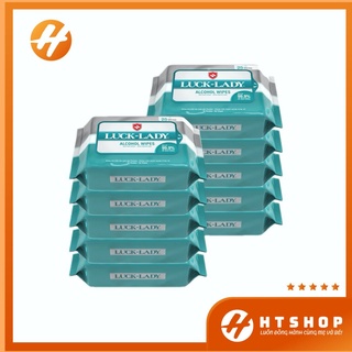 Khăn Ướt Cồn Kháng Khuẩn Luck Lady Dạng Gói 25 Tờ - Nhỏ Gọn Tiện Lợi