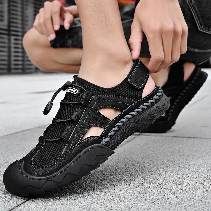 Xăng đan Thể Thao Bằng Da Chống Trượt Cho Nam Size 38-46 2022