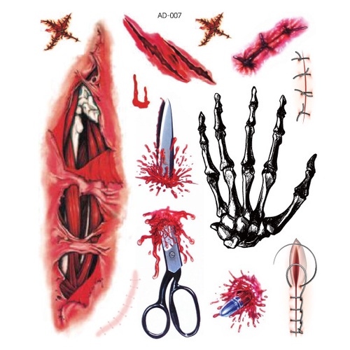 Hình Xăm Dán Tạm Thời Qipin Họa Tiết Kinh Dị Trang Trí Tiệc Halloween