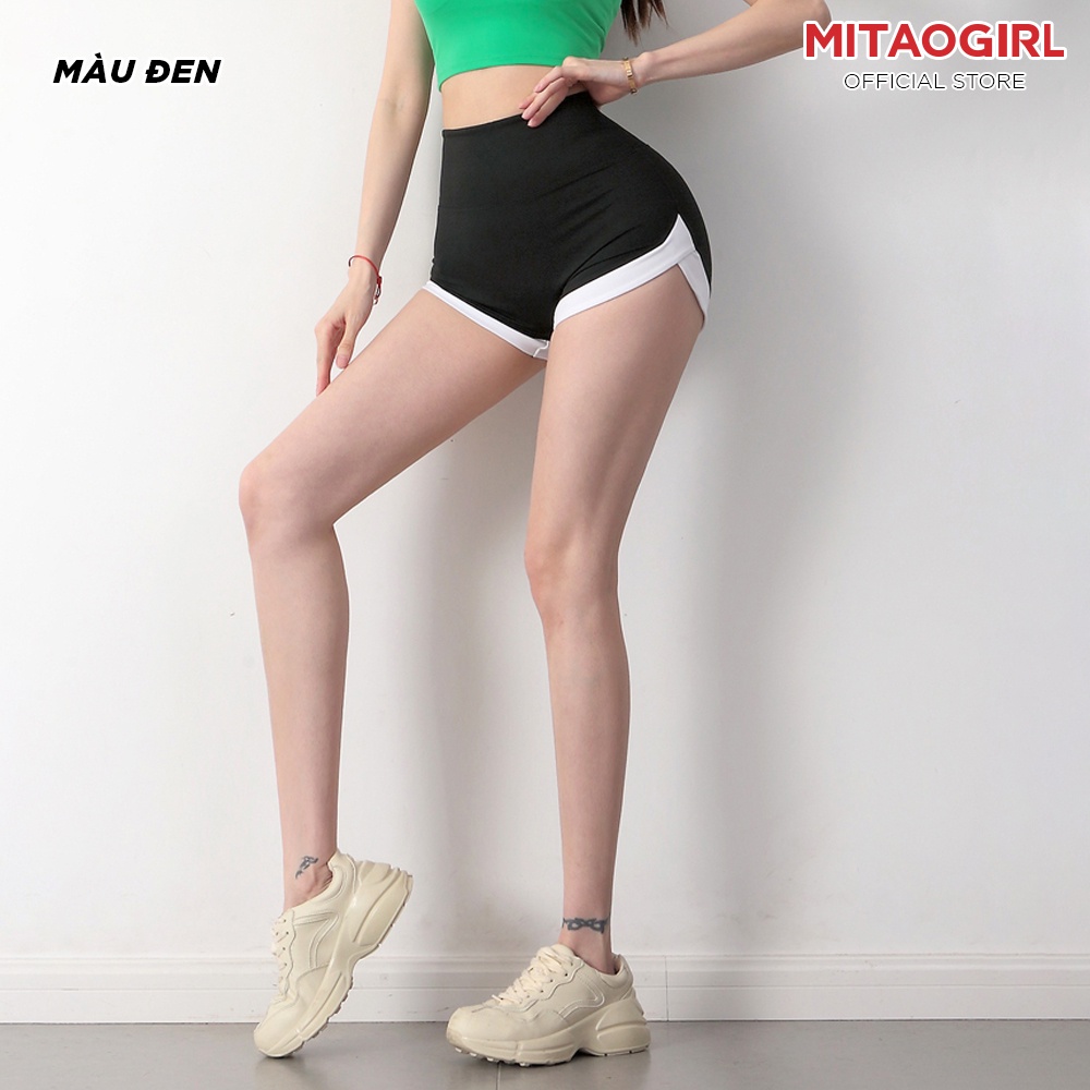 Quần tập gym yoga nữ MITAOGIRL dáng short cạp cao thể thao gen bụng chất thun poly cao cấp nâng mông