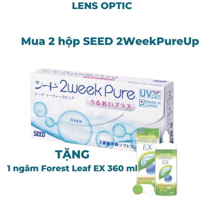 Kính áp tròng SEED 2 tuần không màu 2 Week Pure Up-1 hộp, lens mắt trong suốt có độ cận - Lens Optic