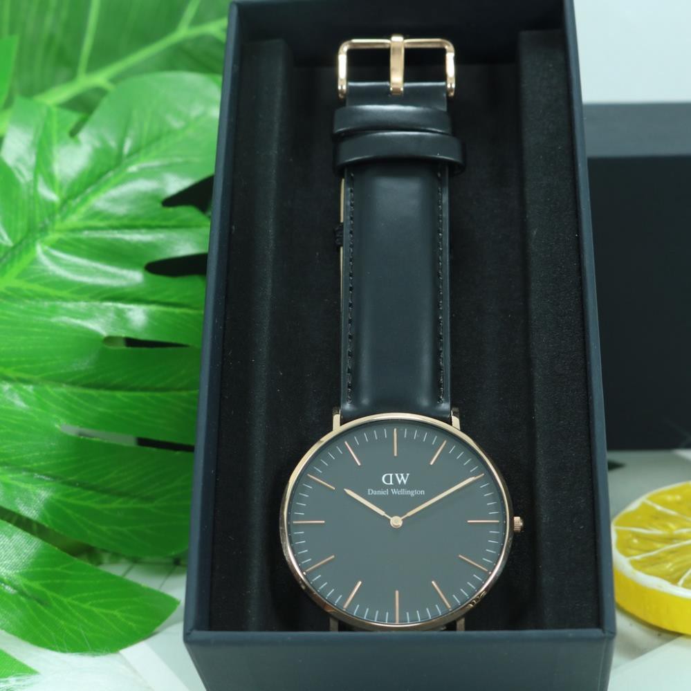 Đồng Hồ Nam DW Daniel Wellington Dây Da Classic Black Sheffield - Viền Vàng (Size 40mm & 36mm)