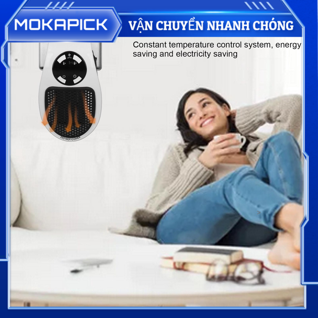 Mokapick Máy sưởi nhỏ 500W Chức năng nhiệt độ không đổi Chống ồn thấp Bảo vệ quá màu trắng gian cho văn phòng gia đình