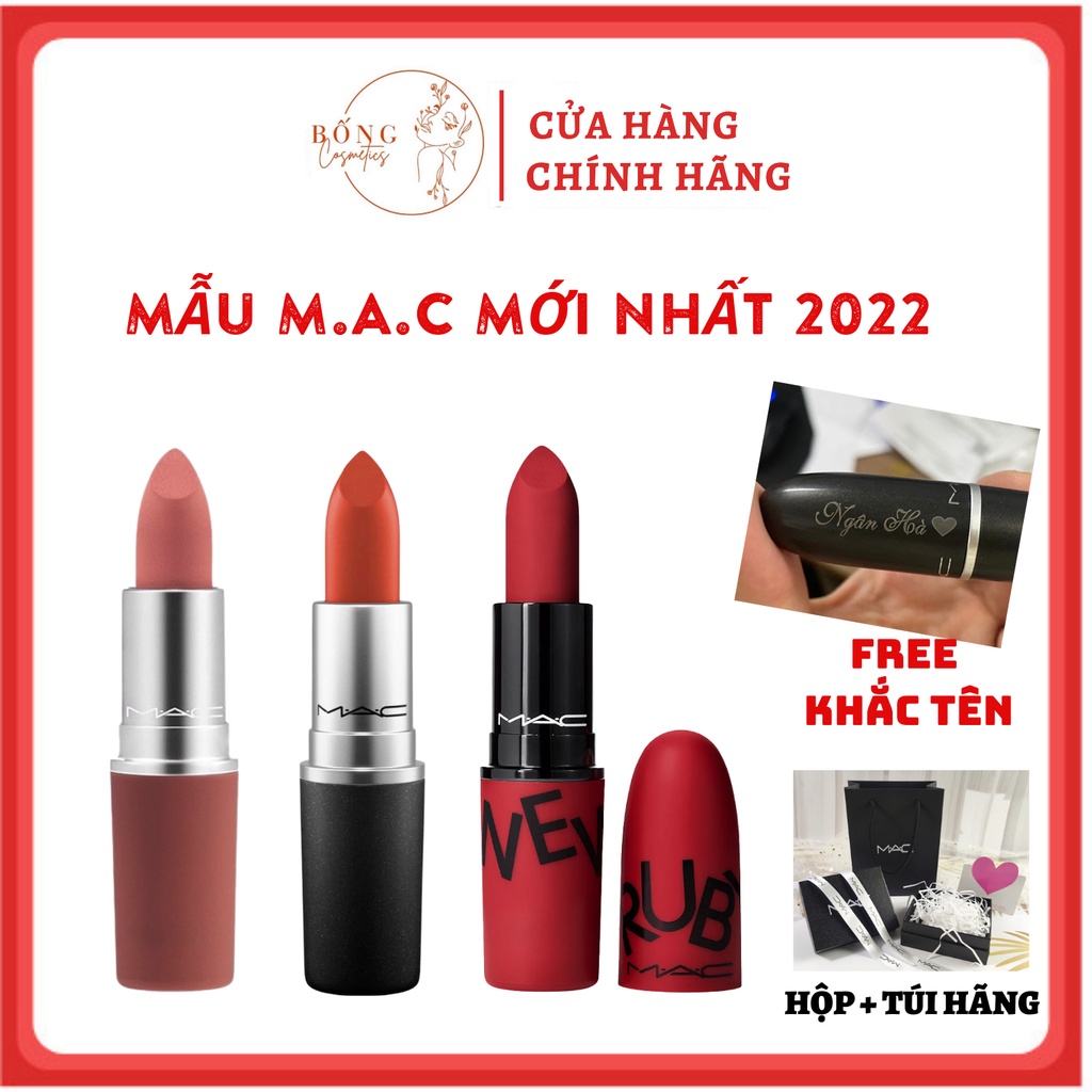 Son mac- Powder kiss, Devoted to chili, Retro Matte, đủ bill,bao check, Bống cosmestics