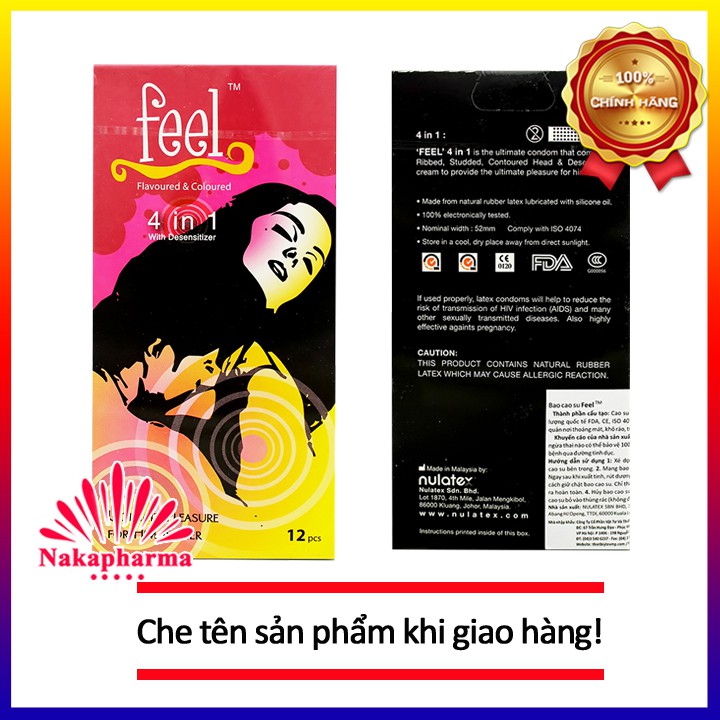 [CHE TÊN KHI GIAO] Bao cao su Feel 4 IN 1 | BCS Feel 4 IN 1