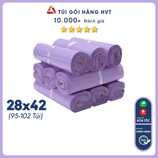 Túi gói hàng niêm phong, túi đóng hàng chuyển phát nhanh có băng keo dính sẵn NHỰA HVT size 28*42 màu tím