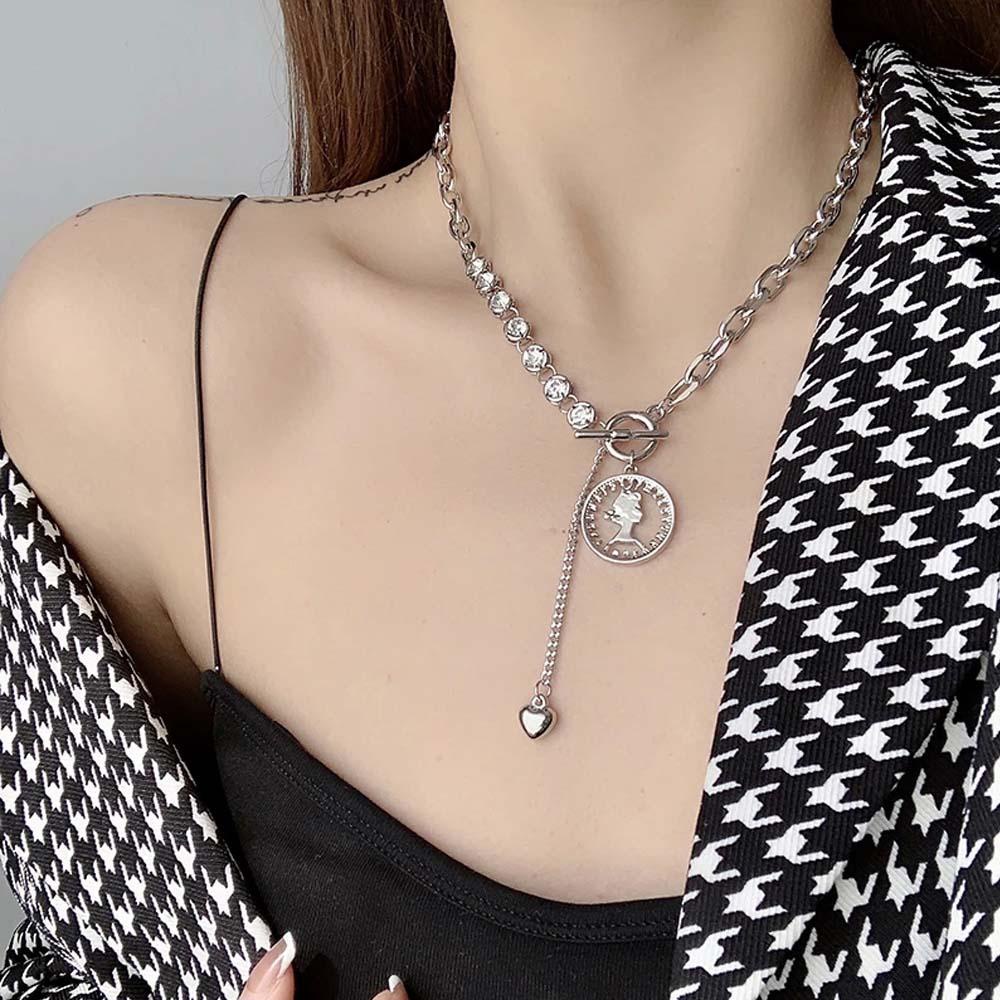 Vanes1 Vòng Cổ Mặt Đồng Xu Hàn Quốc Cá Tính Cho Nữ|Dây Chuyền Xương Quai Xanh