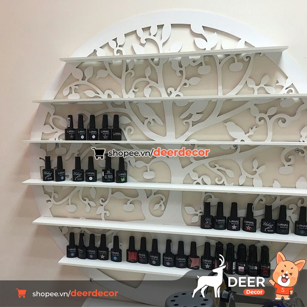 Kệ Để Nước Sơn Móng Tay Hình Tròn Họa Tiết Hoa Lá - DEER DECOR