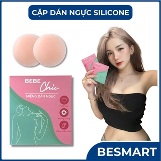 Cặp miếng dán ngực silicon bebe chic hình tròn tiện dụng dán siêu chắc