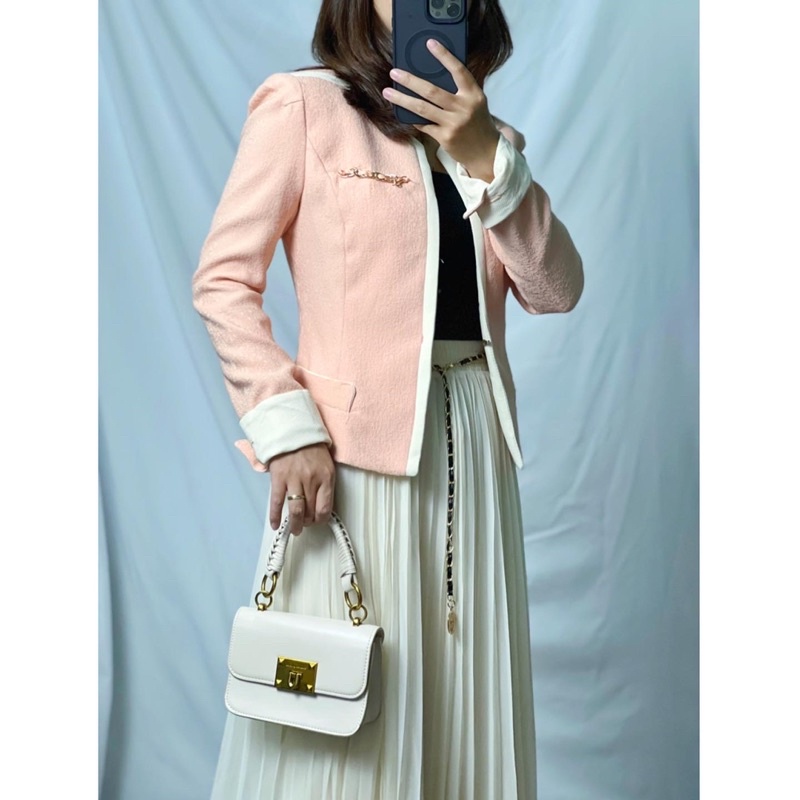 Áo vest không cổ màu cam sữa made in Korea