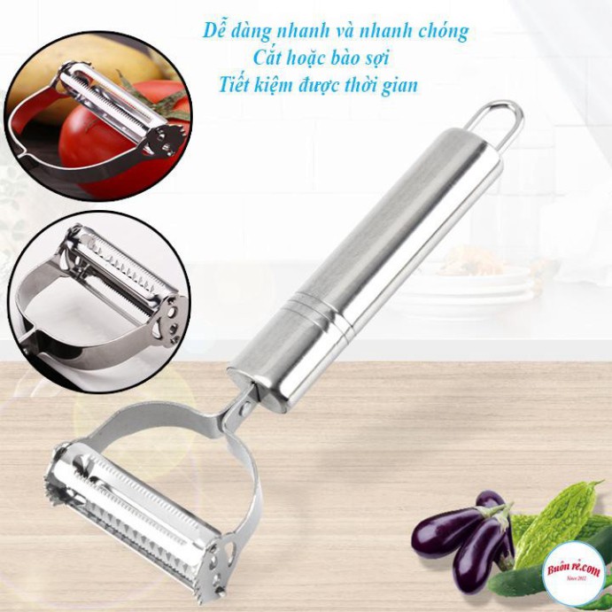 (RN477)Nạo Rau Củ Quả 2IN1 Bằng Inox Lưỡi Dao Sắc Nét 00867(subii)