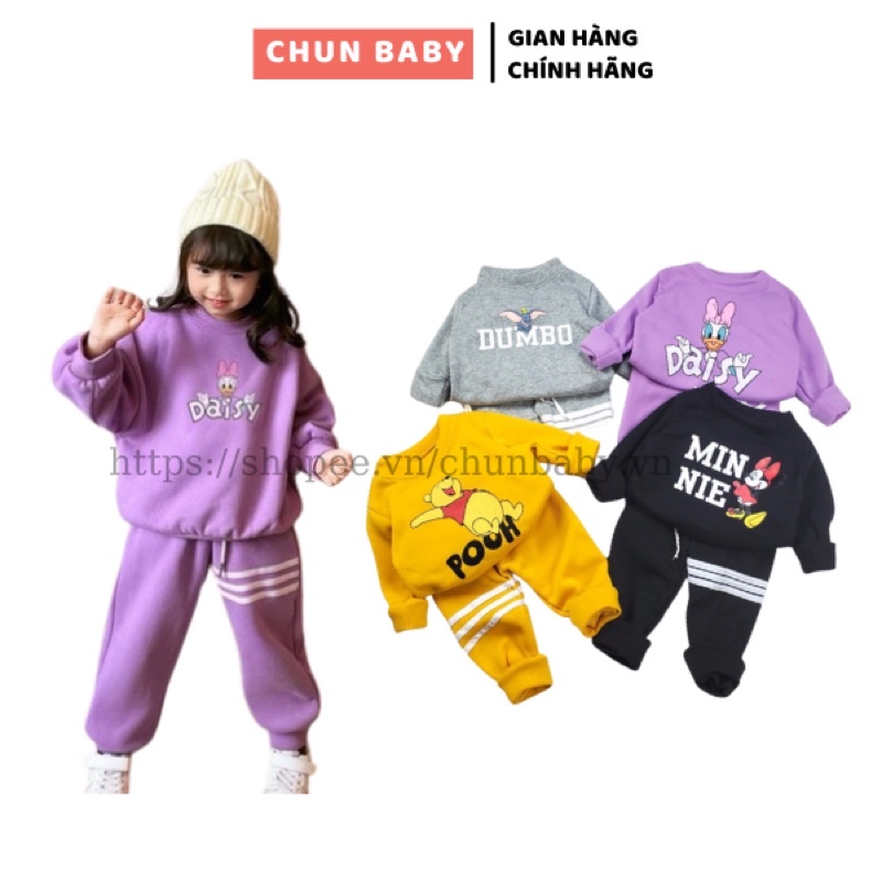 Bộ nỉ bông cho bé trai và bé gái hình dễ thương
