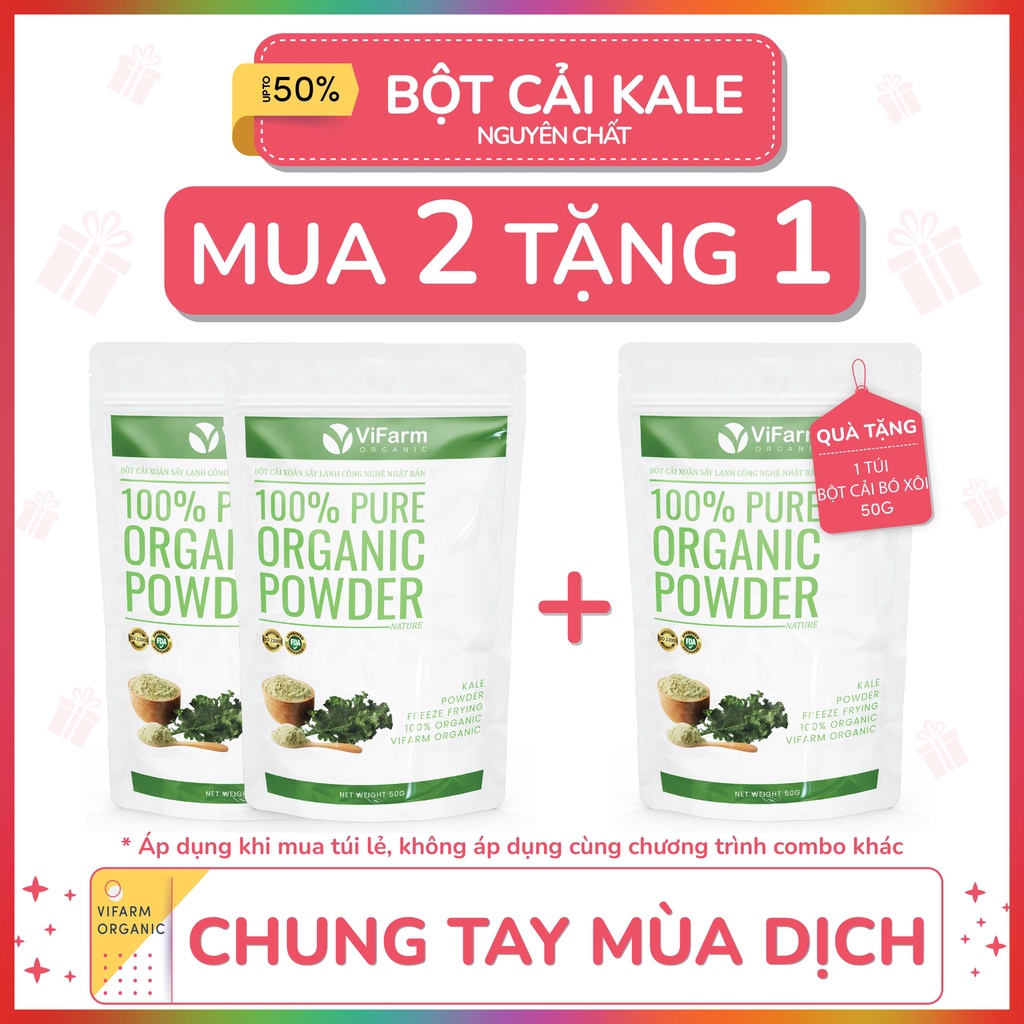 Bột Cải Xoăn Kale Nguyên Chất 100% ViFarm 50Gram