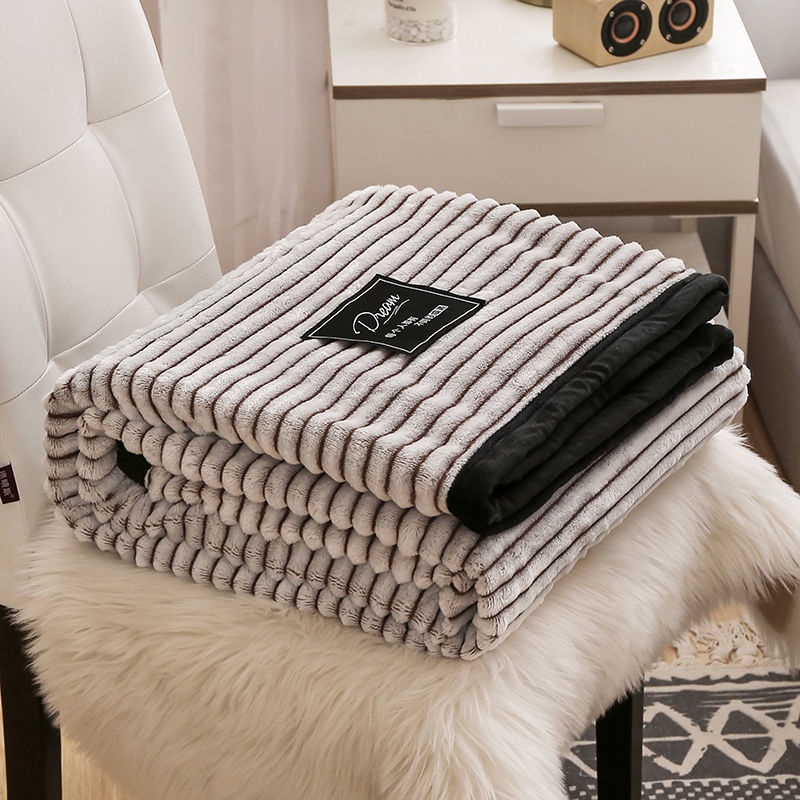 Chăn Đắp Văn Phòng Vải Flannel Lông Cừu San Hô Dày Dặn Có 8 Màu Sắc
