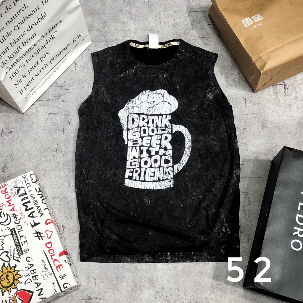 Áo ba lỗ gym tanktop sát nách bigsize thể thao form rộng unisex cotton đầu lâu nam SNTL l