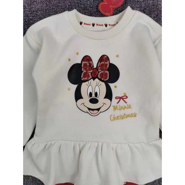 Bộ nỉ bông bé gái Primark Minnie trắng đỏ 0-3Y