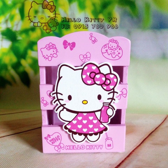 Hộp gỗ cắm bút Hello Kitty