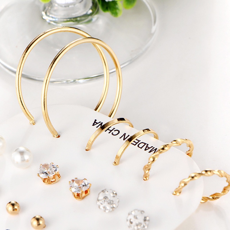 Set 18 Khuyên Tai Hợp Kim Đính Hạt Ngọc Trai Thời Trang 2022