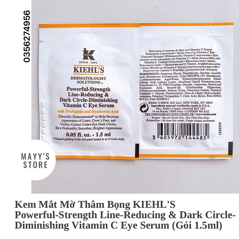 Kem mắt giảm quầng thâm KIEHL'S Powerful-Strength Dark Circle Reducing Vitamin C Eye Serum