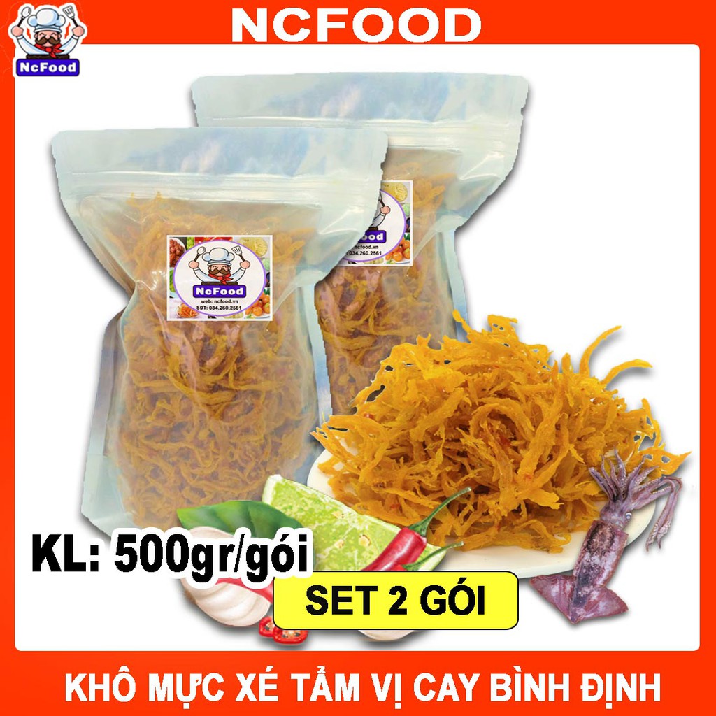 1Kg (2 Gói) Khô Mực Xé Sợi Cay Loại Ngon (đặc sản Bình Định)