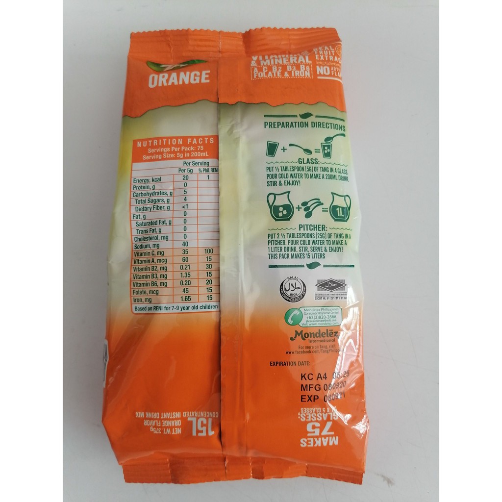 Bột cam TANG Mondelez Orange Powder 375g (halal)