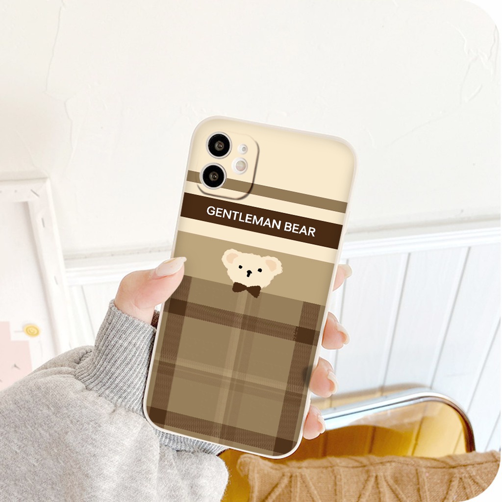 Ốp lưng iphone 13 pro max Gentleman Bear ốp bảo vệ camera vuông cạnh đủ mã 6 đến 11 12 13 promax