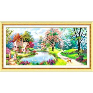 Tranh đính đá Ngôi nhà hạnh phúc 150x70cm VS231