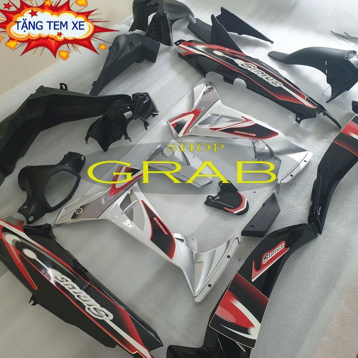 Bộ dàn áo xe SIRIUS màu Đen - nhựa nguyên sinh ABS - Dàn mủ màu đen xe máy Sirius - SPG-DGSi-đen