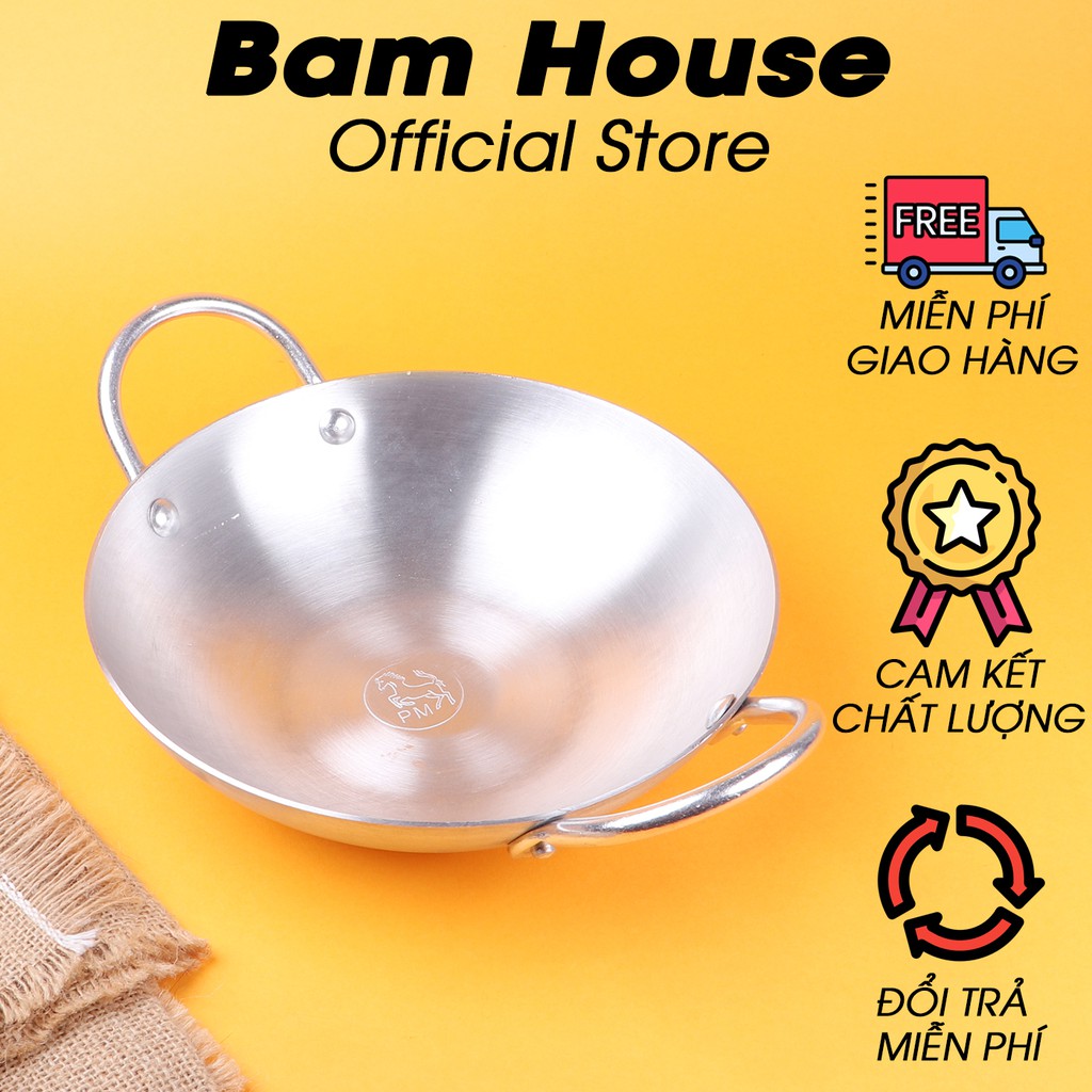 Chảo nhôm đáy sâu chiên thức ăn Bam House đường kính 20cm có tay cầm siêu bền cao cấp COL01 – Gia dụng bếp