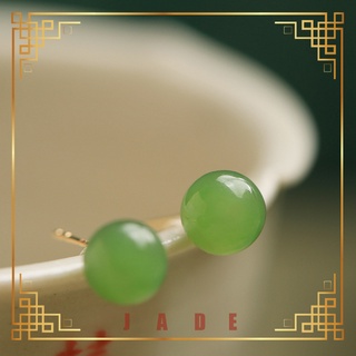 Bông tai mạ vàng 18k đính ngọc bích sang trọng