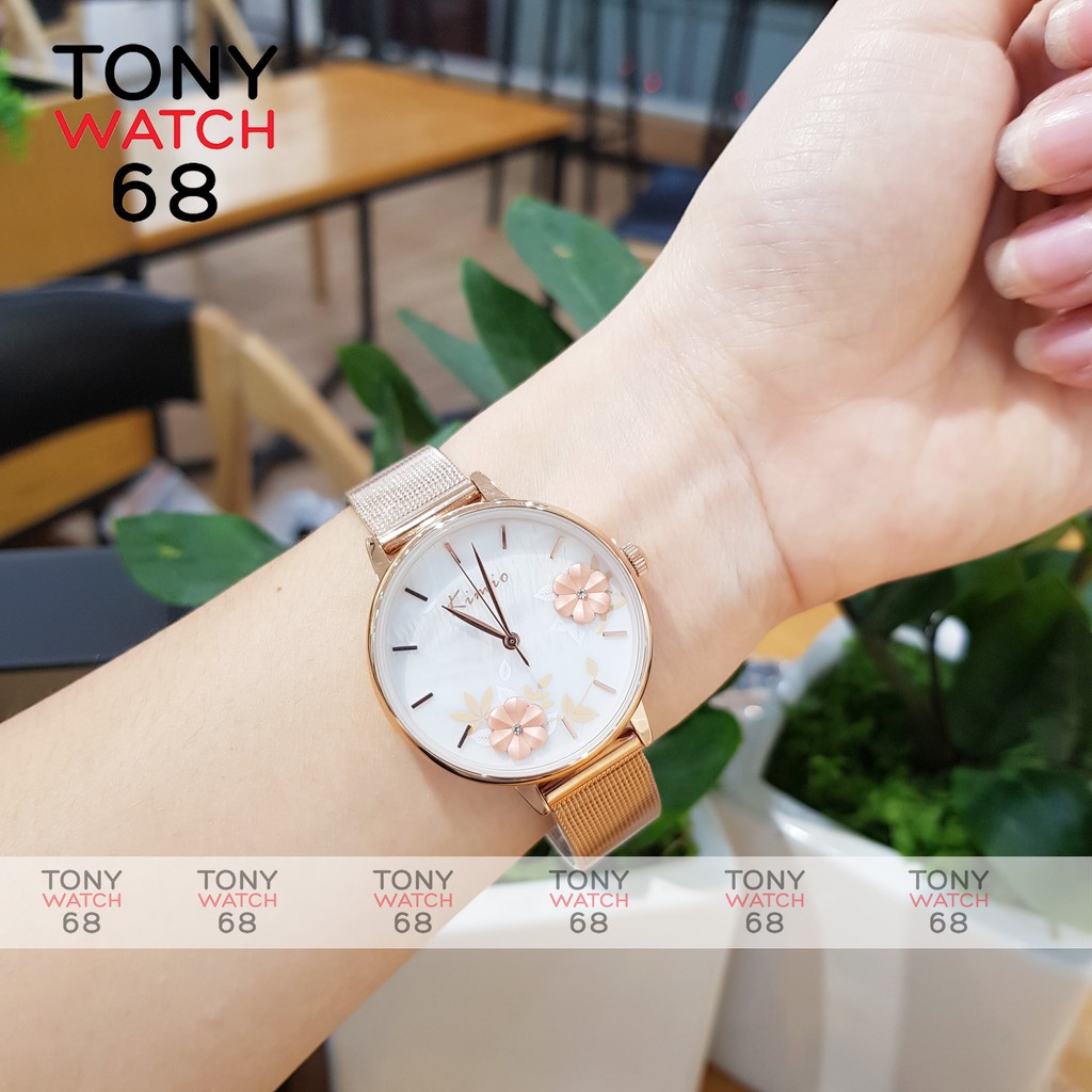 Đồng hồ nữ Kimio mặt ngọc trai in 3D bông hoa số vạch hàng cao cấp chống nước chính hãng Tony Watch 68 | BigBuy360 - bigbuy360.vn
