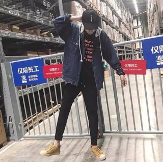 ÁO KHOÁC JEANS PHỐI NÓN XÁM