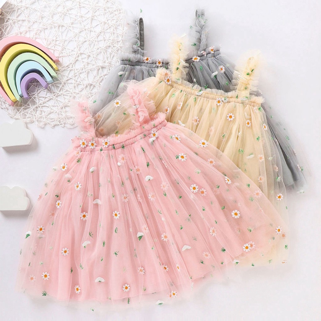 Đầm Xòe Công Chúa Thêu Hoa Thời Trang Cho Bé