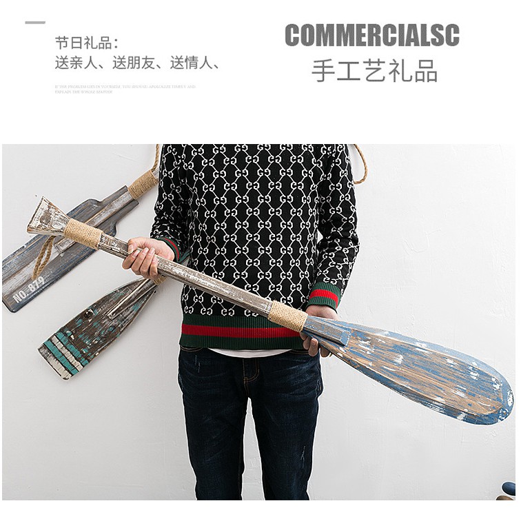 Mái chèo trang trí kiểu gỗ cũ cổ điển - Decor đồ trang trí theo phong cách biển Địa Trung Hải