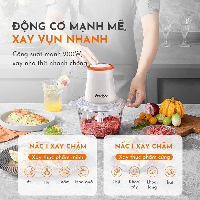 [Mã ELHADEV giảm 4% đơn 300K] Máy xay thịt, thực phẩm đa năng GAABOR 2L - Hàng chính hãng