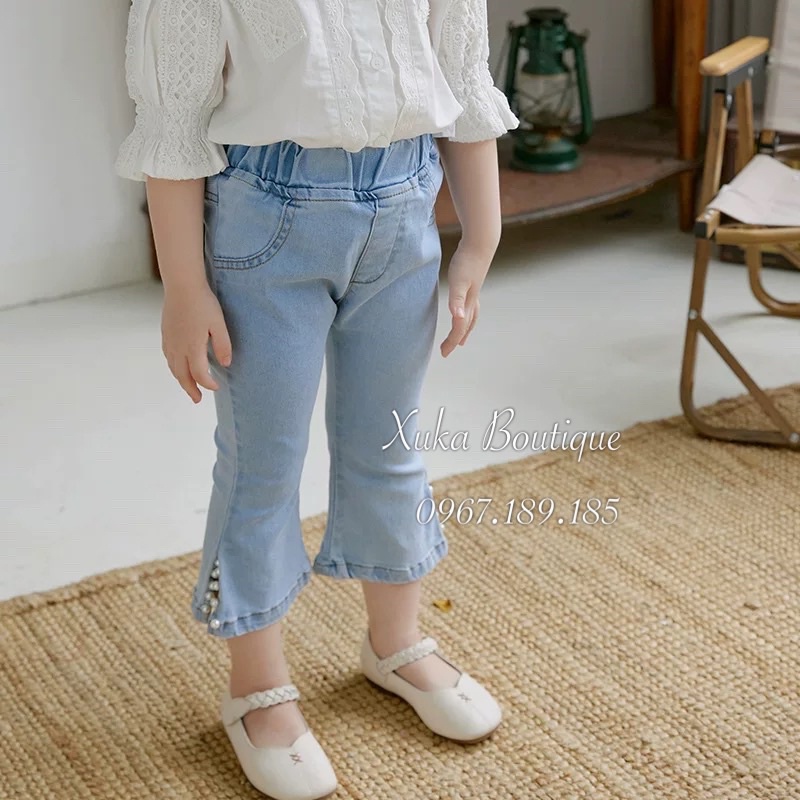 Quần Jeans Cao Cấp Bé Gái xẻ gấu đính đá [Ảnh Thật]