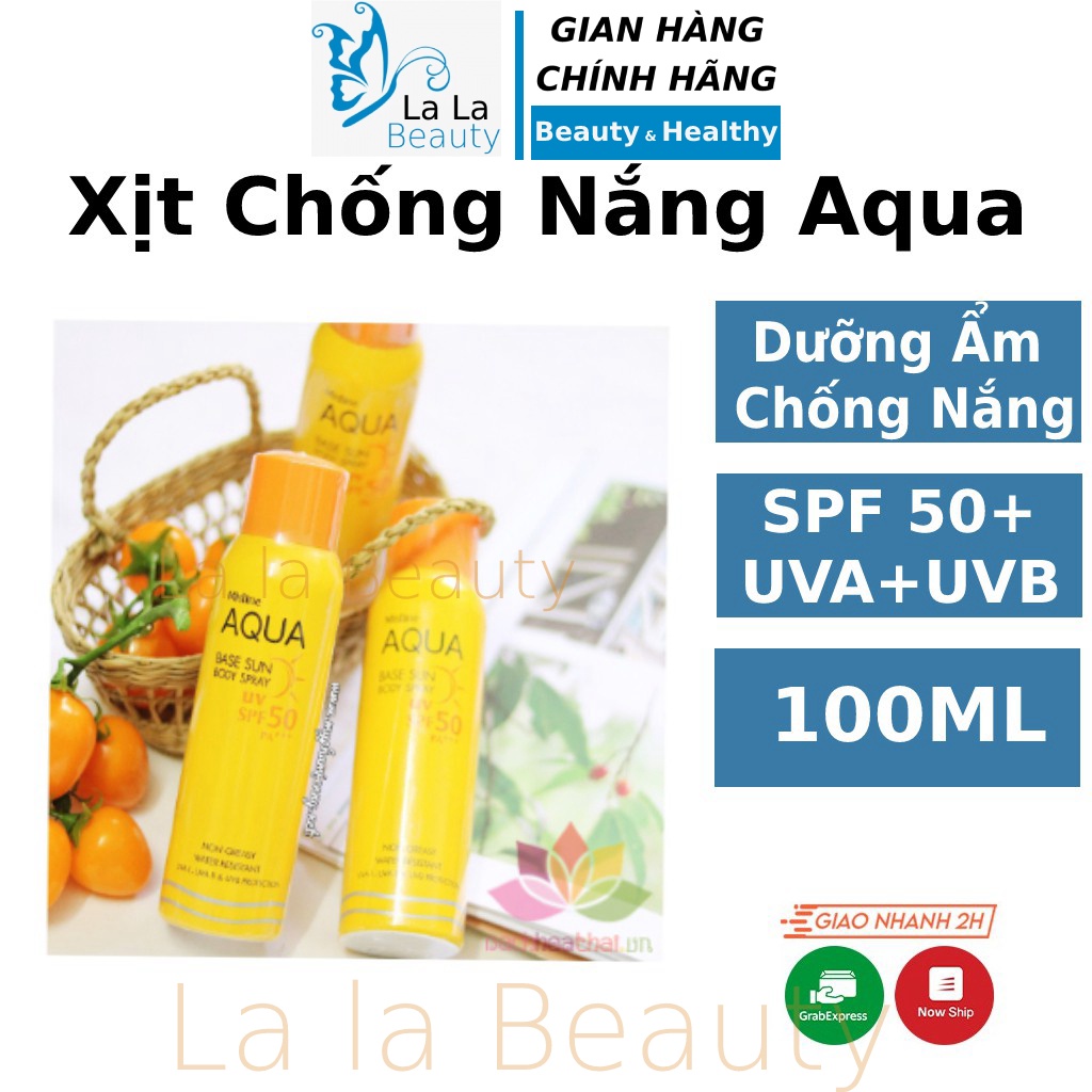 Kem chống nắng dạng xịt Skin Aqua Body Spray UV SPF50 100ml nâng tone toàn thân vật lý hóa học nhạy cảm La La Cosmetic