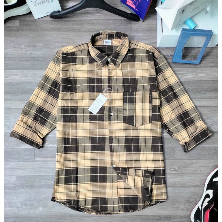 [rẻ vô địch]áo sơ mi sọc caro cổ bẽ from chuẩn phối quần jean và quần tây cực đẹp