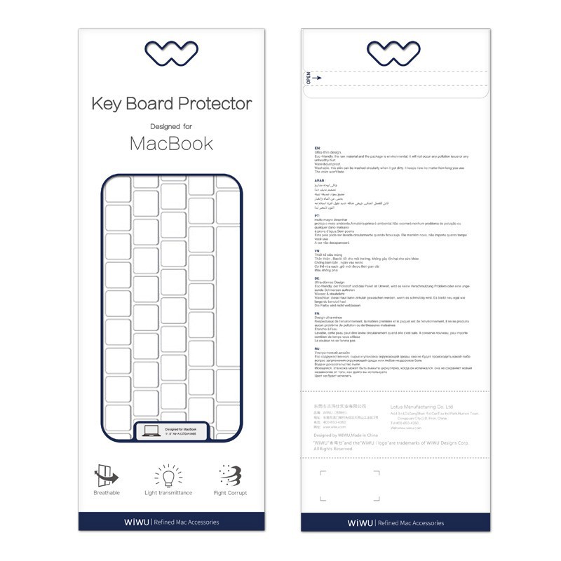 Phủ bàn phím trong suốt cho Macbook - WIWU Keyboard Protector